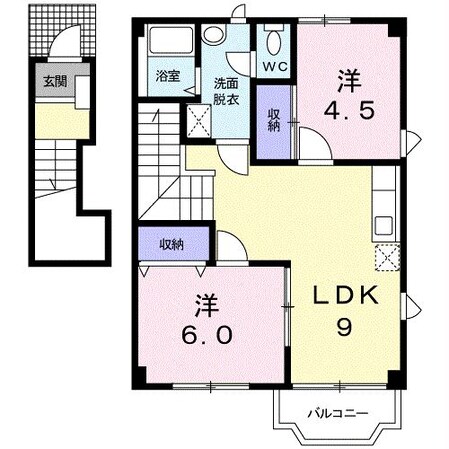 古国府駅 徒歩5分 2階の物件間取画像